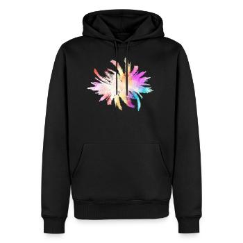 Palmiers Feuilles Art minimal - Sweat à capuche Premium bio Homme - noir - Devant - Nico (187cm)
