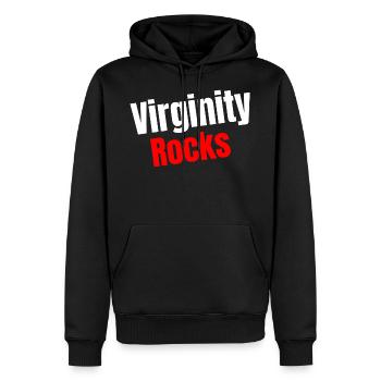 virginity rocks - Männer Premium Bio Hoodie - Schwarz - Vorne - Nico (187cm)