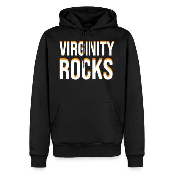 virginity rocks - Männer Premium Bio Hoodie - Schwarz - Vorne - Nico (187cm)