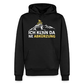 Ich kenn da ne Abkürzung Mountainbike MTB Downhill - Männer Premium Bio Hoodie - Schwarz - Vorne - Nico (187cm)