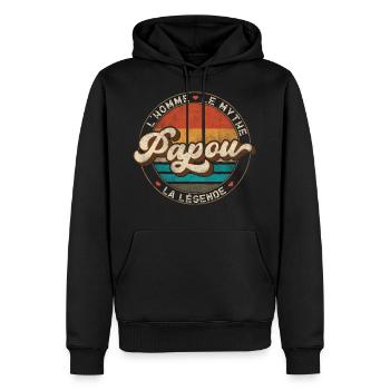 Papou L'Homme Le Mythe La Légende - Sweat à capuche Premium bio Homme - noir - Devant - Nico (187cm)