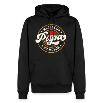 Meilleur Papa du Monde Vintage Style - Sweat à capuche Premium bio Homme - noir - Devant - Nico (187cm)
