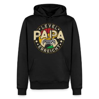 Level PAPA Erreicht - Männer Premium Bio Hoodie - Schwarz - Vorne - Nico (187cm)