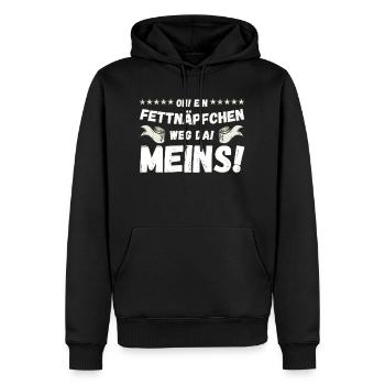 Oh ein Fettnäpchen - Männer Premium Bio Hoodie - Schwarz - Vorne - Nico (187cm)
