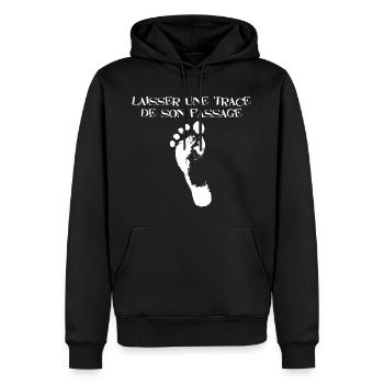 Laisser une trace de son passage (blanc) - Sweat à capuche Premium bio Homme - noir - Devant - Nico (187cm)