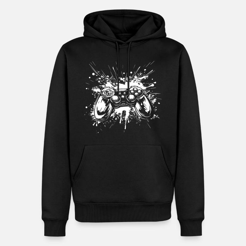 Manettes de jeu - Sweat à capuche Premium bio Homme - noir