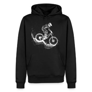 Dessin VTT - Sweat à capuche Premium bio Homme - noir - Devant - Nico (187cm)