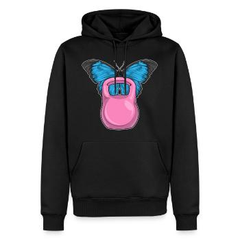 Bodybuilding papillon avec haltères - Sweat à capuche Premium bio Homme - noir - Devant - Nico (187cm)