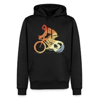 Look vintage cycliste - Sweat à capuche Premium bio Homme - noir - Devant - Nico (187cm)