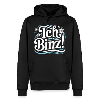 Binz Rügen Ostsee  - Männer Premium Bio Hoodie - Schwarz - Vorne - Nico (187cm)