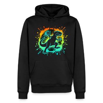 Handballer T-Rex Grafik Kinder Teenager Lustig - Männer Premium Bio Hoodie - Schwarz - Vorne - Nico (187cm)