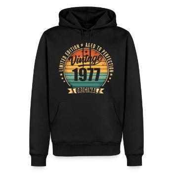 Limitierte Jubiläumsausgabe von 1977 - Männer Premium Bio Hoodie - Schwarz - Vorne - Nico (187cm)