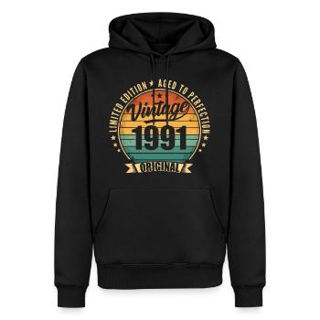 Limitierte Jubiläumsausgabe von 1991 - Männer Premium Bio Hoodie - Schwarz - Vorne - Nico (187cm)