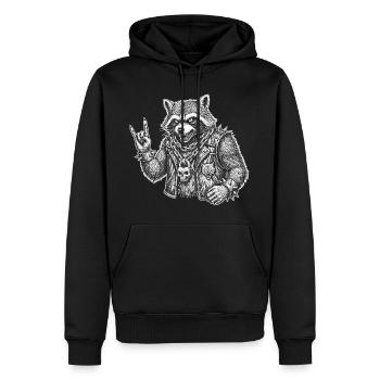 Retro Waschbär Rock Musik Geschenk Lustig - Männer Premium Bio Hoodie - Schwarz - Vorne - Nico (187cm)
