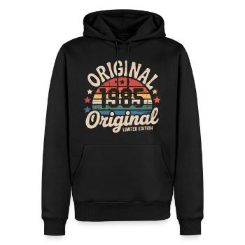 1985 Vintage Édition limitée Cadeau 1985 - Sweat à capuche Premium bio Homme - noir - Devant - Nico (187cm)