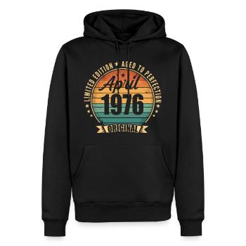 Cadeau d’anniversaire rétro vintage de Avril 1976 - Sweat à capuche Premium bio Homme - noir - Devant - Nico (187cm)