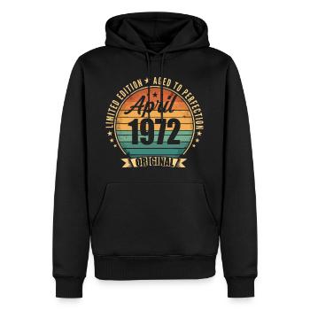 Cadeau d’anniversaire rétro vintage de Avril 1972 - Sweat à capuche Premium bio Homme - noir - Devant - Nico (187cm)