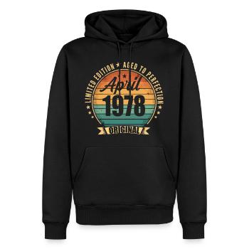 Cadeau d’anniversaire rétro vintage de Avril 1978 - Sweat à capuche Premium bio Homme - noir - Devant - Nico (187cm)