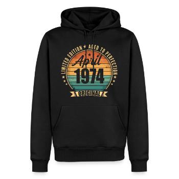 Cadeau d’anniversaire rétro vintage de Avril 1974 - Sweat à capuche Premium bio Homme - noir - Devant - Nico (187cm)