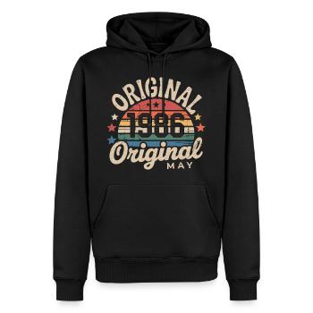 Vintage Mai 1986: Der authentische Mythos Mai 1986 - Männer Premium Bio Hoodie - Schwarz - Vorne - Nico (187cm)