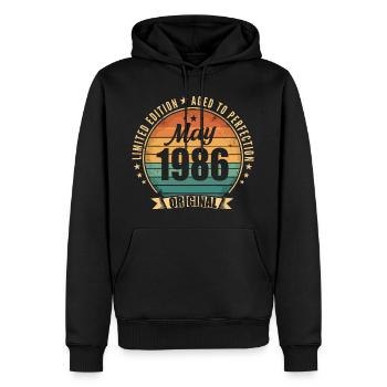 Legend of May 1986 Limitierte Ausgabe - Männer Premium Bio Hoodie - Schwarz - Vorne - Nico (187cm)