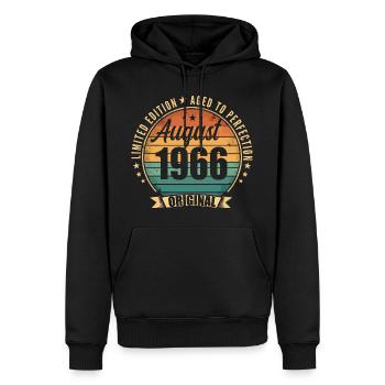 Août 1966 Anniversaire Édition Limitée Vintage - Sweat à capuche Premium bio Homme - noir - Devant - Nico (187cm)