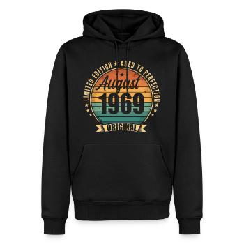 August 1969 Jubiläum Limited Edition Vintage - Männer Premium Bio Hoodie - Schwarz - Vorne - Nico (187cm)