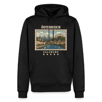 Österreich Salzburg Vintage Reisemarke - Männer Premium Bio Hoodie - Schwarz - Vorne - Nico (187cm)