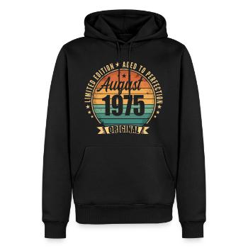 Vintage Août 1975 Anniversaire Édition Limitée  - Sweat à capuche Premium bio Homme - noir - Devant - Nico (187cm)