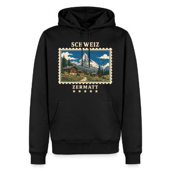 Schweiz Zermatt Vintage Reisemarke - Männer Premium Bio Hoodie - Schwarz - Vorne - Nico (187cm)