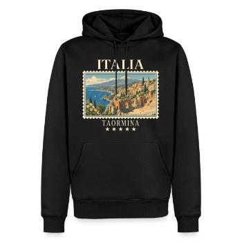 Italien Taormina Vintage Reisemarke - Männer Premium Bio Hoodie - Schwarz - Vorne - Nico (187cm)