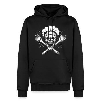 Cooking Skeleton with Spoon Cross - Men’s Premium Organic Hoodie - black - Front - Nico (187cm)