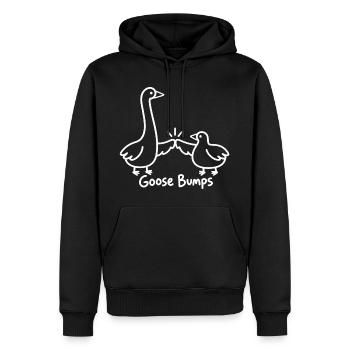 Linienzeichnung Gänseling Lustige Gänsehaut - Männer Premium Bio Hoodie - Schwarz - Vorne - Nico (187cm)