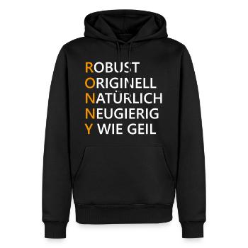 Ronny Name Geschenk - Männer Premium Bio Hoodie - Schwarz - Vorne - Nico (187cm)