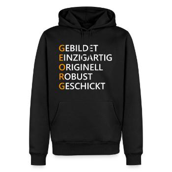 Georg Name Geschenk - Männer Premium Bio Hoodie - Schwarz - Vorne - Nico (187cm)