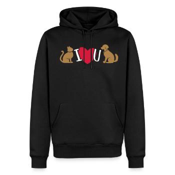 Chat et chien je t'aime - chat et chien je t'aime - Sweat à capuche Premium bio Homme - noir - Devant - Nico (187cm)