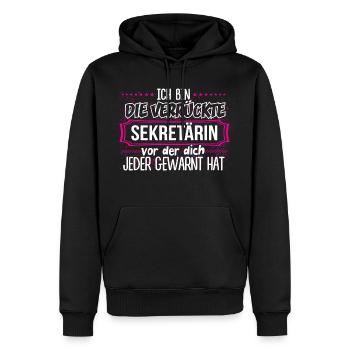 SEKRETÄRIN - Verrückt - Männer Premium Bio Hoodie - Schwarz - Vorne - Nico (187cm)