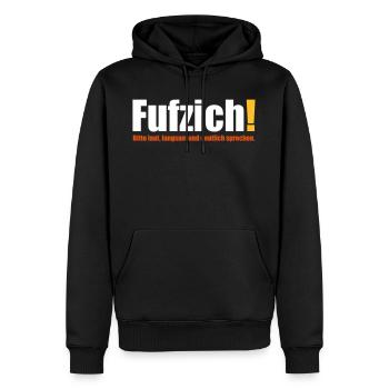 fufzisch 50 Jahre Geburtstag deutlich sprechen - Männer Premium Bio Hoodie - Schwarz - Vorne - Nico (187cm)