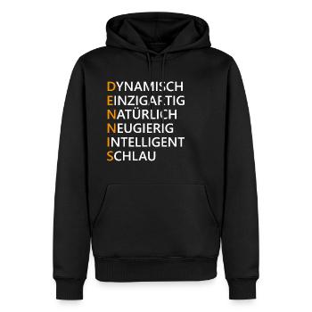 Dennis Name Geschenk - Männer Premium Bio Hoodie - Schwarz - Vorne - Nico (187cm)