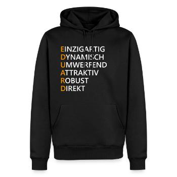 Eduard Name Geschenk - Männer Premium Bio Hoodie - Schwarz - Vorne - Nico (187cm)