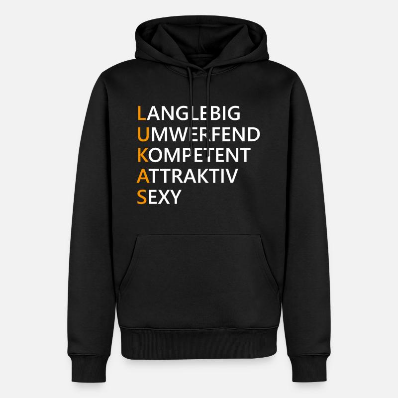 Lukas Name Geschenk - Männer Premium Bio Hoodie - Schwarz