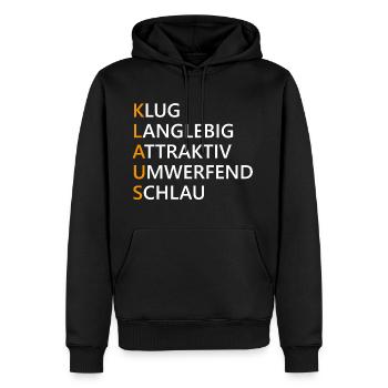 Klaus Name Geschenk - Männer Premium Bio Hoodie - Schwarz - Vorne - Nico (187cm)