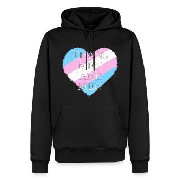 Cœur trans - les hommes trans sont des hommes - Sweat à capuche Premium bio Homme - noir - Devant - Nico (187cm)