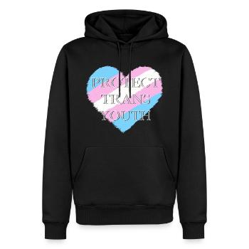 Trans-Herz - Schutz der Trans-Jugend - Männer Premium Bio Hoodie - Schwarz - Vorne - Nico (187cm)