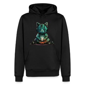 MEditating Cat - Sweat à capuche Premium bio Homme - noir - Devant - Nico (187cm)