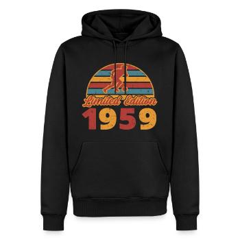 Anniversaire du footballeur 1959 - Sweat à capuche Premium bio Homme - noir - Devant - Nico (187cm)