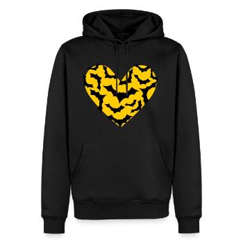 Souris des champs Cœur de chauve-souris Lune - Sweat à capuche Premium bio Homme - noir - Devant - Nico (187cm)