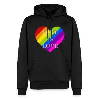 Stolz Regenbogenherz Liebe ist Liebe - Männer Premium Bio Hoodie - Schwarz - Vorne - Nico (187cm)
