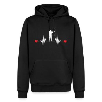 Bogenschießen Heartbeat Bow Hunting - Männer Premium Bio Hoodie - Schwarz - Vorne - Nico (187cm)