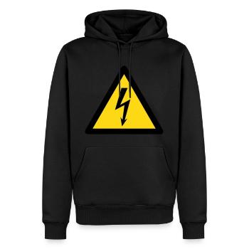 Gefahrensymbol - Hochspannung (2-farbig) - Männer Premium Bio Hoodie - Schwarz - Vorne - Nico (187cm)